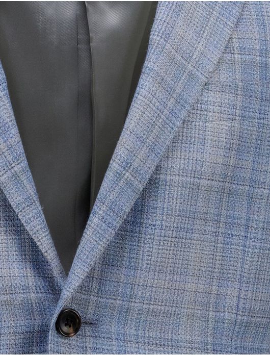 Corneliani colbert lichtblauw geruit wol steek zakken