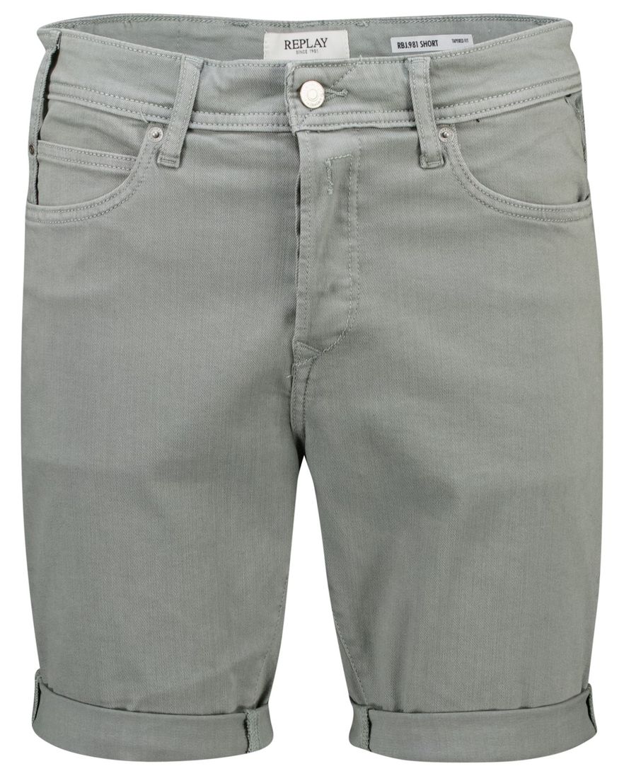 Replay short grijs effen slim fit denim 5-pocket