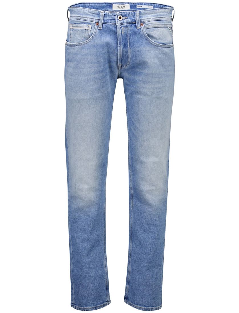 Replay jeans Grover straight fit lichtblauw effen
