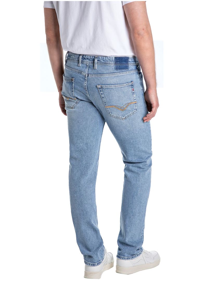 Replay jeans Grover straight fit lichtblauw effen
