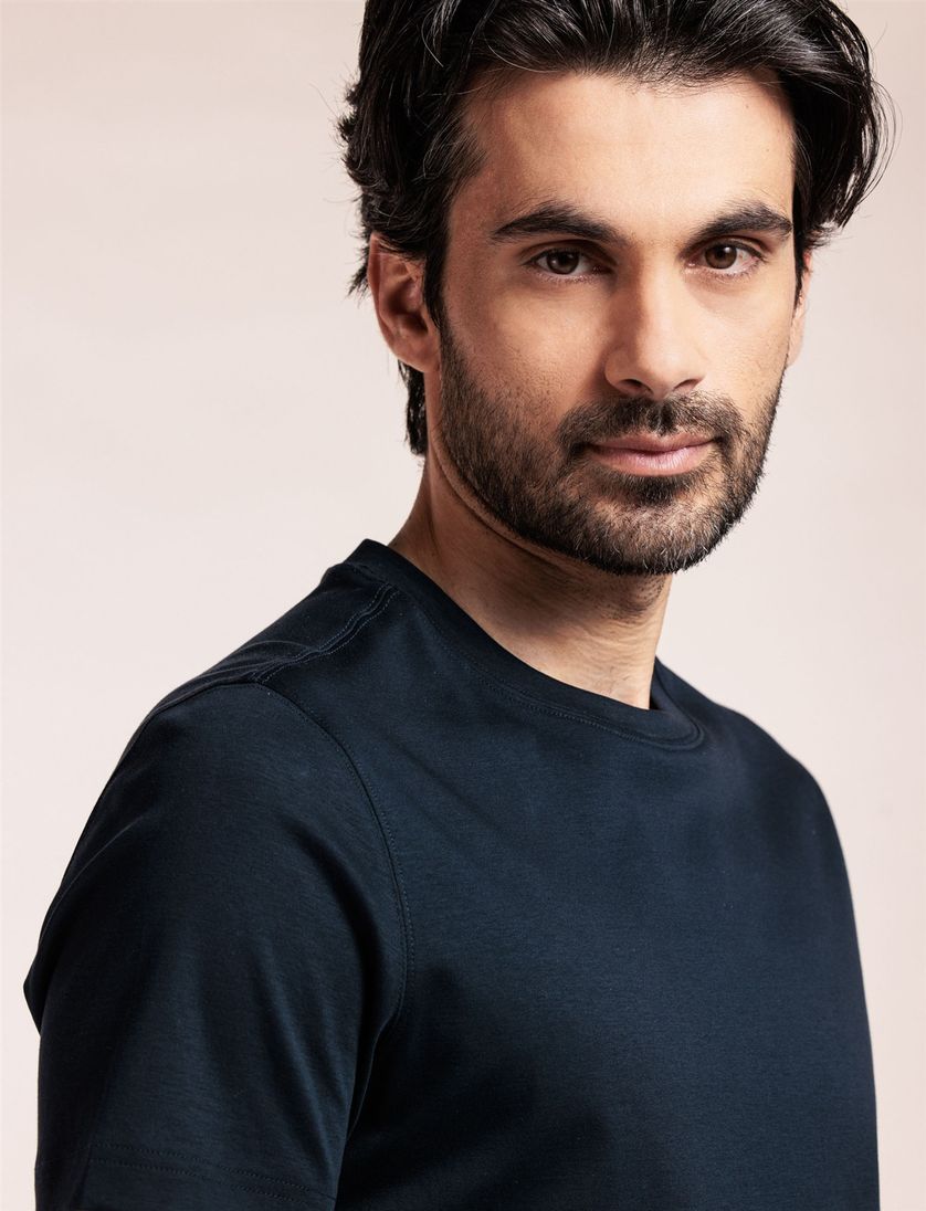 Thomas Maine t-shirt donkerblauw katoen effen