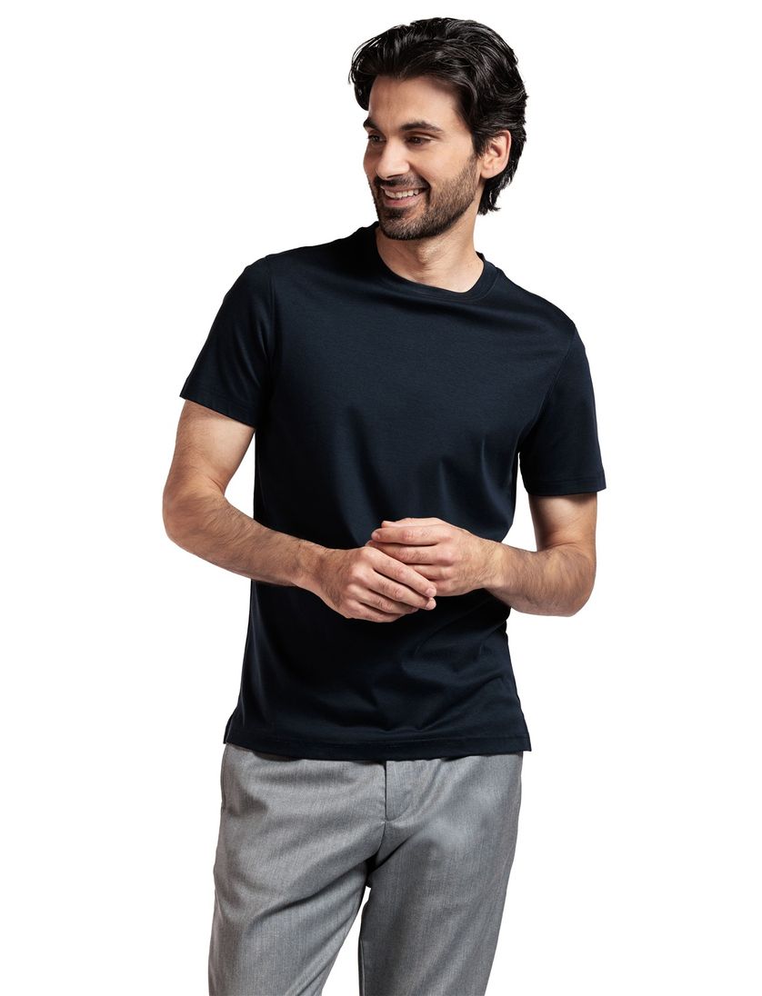 Thomas Maine t-shirt donkerblauw katoen effen