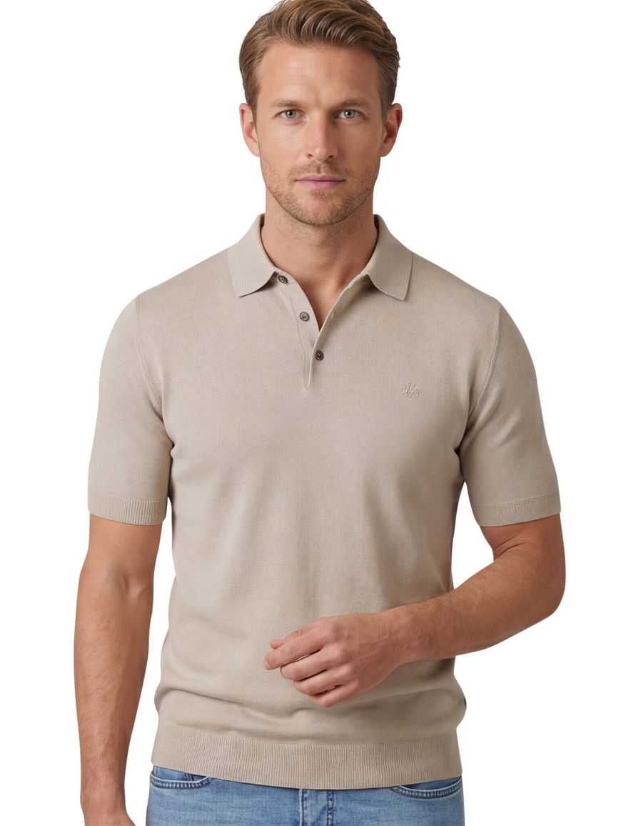 Thomas Maine katoenen poloshirt effe beige normale fit