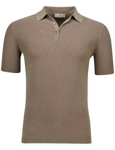 Thomas Maine Thomas Maine polo bruin met boord katoen normale fit