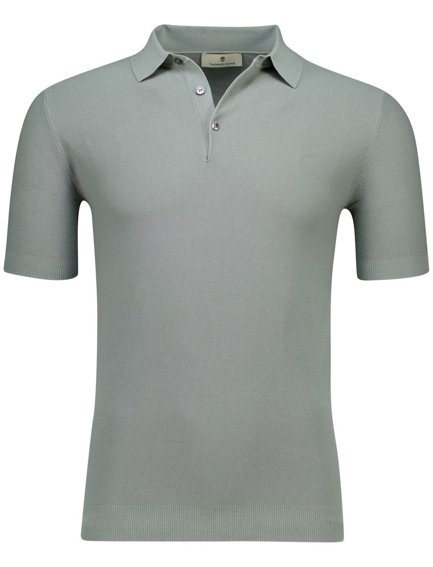 Thomas Maine polo groen effen pique normale fit katoen