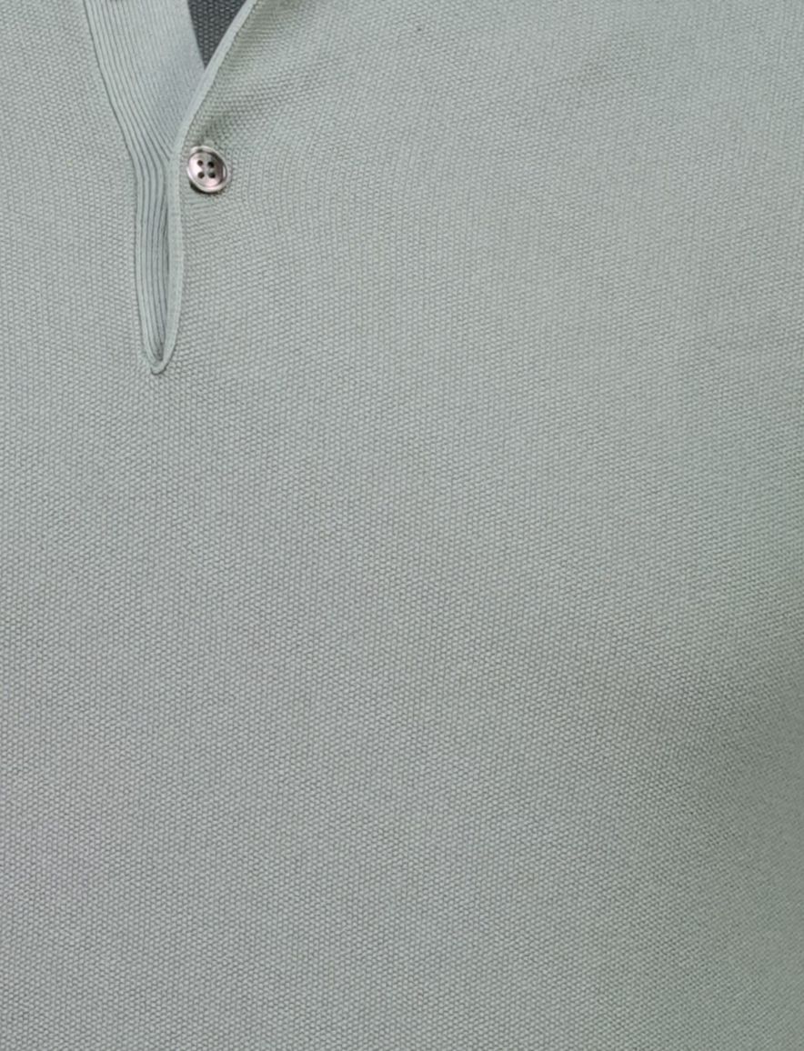 Thomas Maine polo groen effen pique normale fit katoen