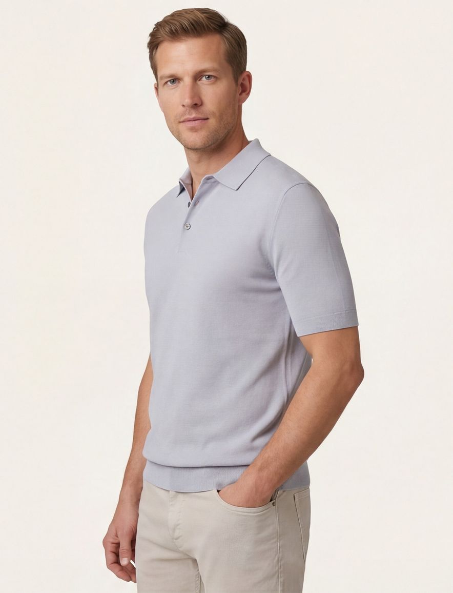 Thomas Maine poloshirt korte mouw grijs