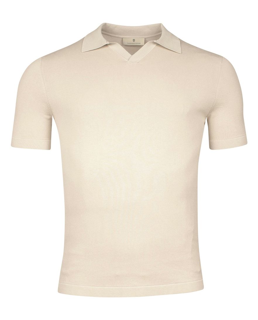 Thomas Maine polo beige v-hals effen