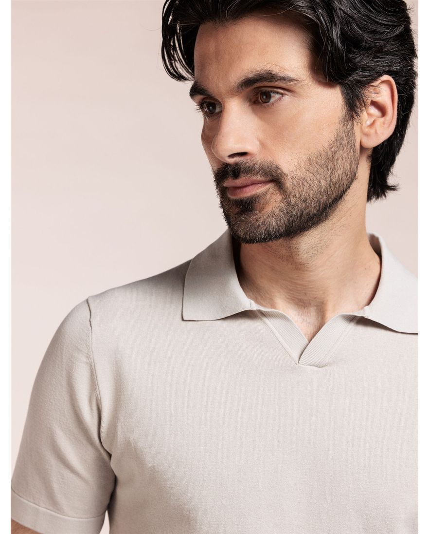 Thomas Maine polo beige v-hals effen