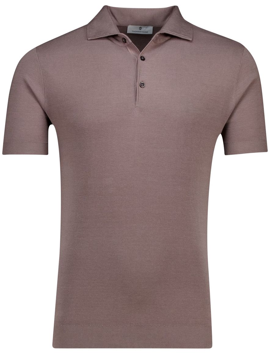 Thomas Maine polo korte mouw bruin normale fit