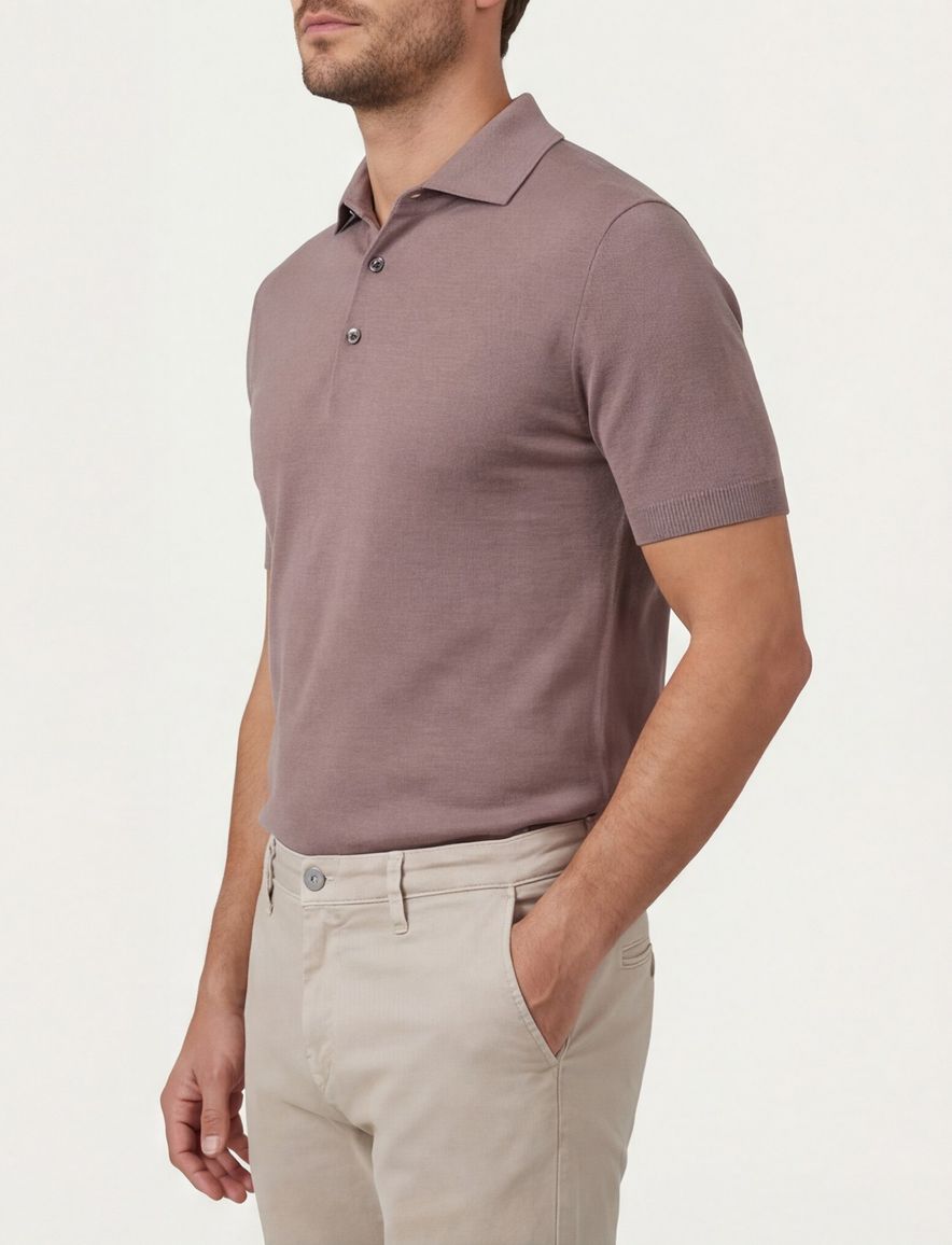 Thomas Maine polo korte mouw bruin normale fit