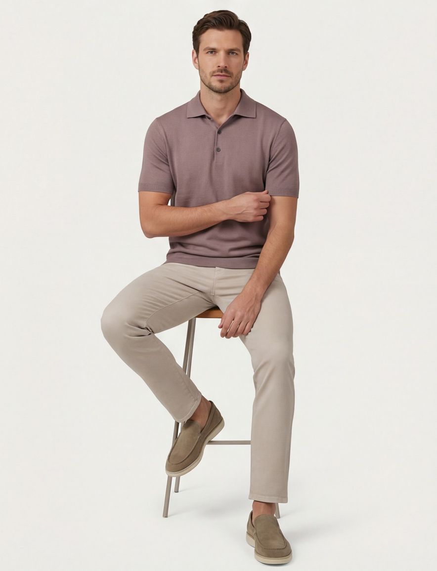 Thomas Maine polo korte mouw bruin normale fit