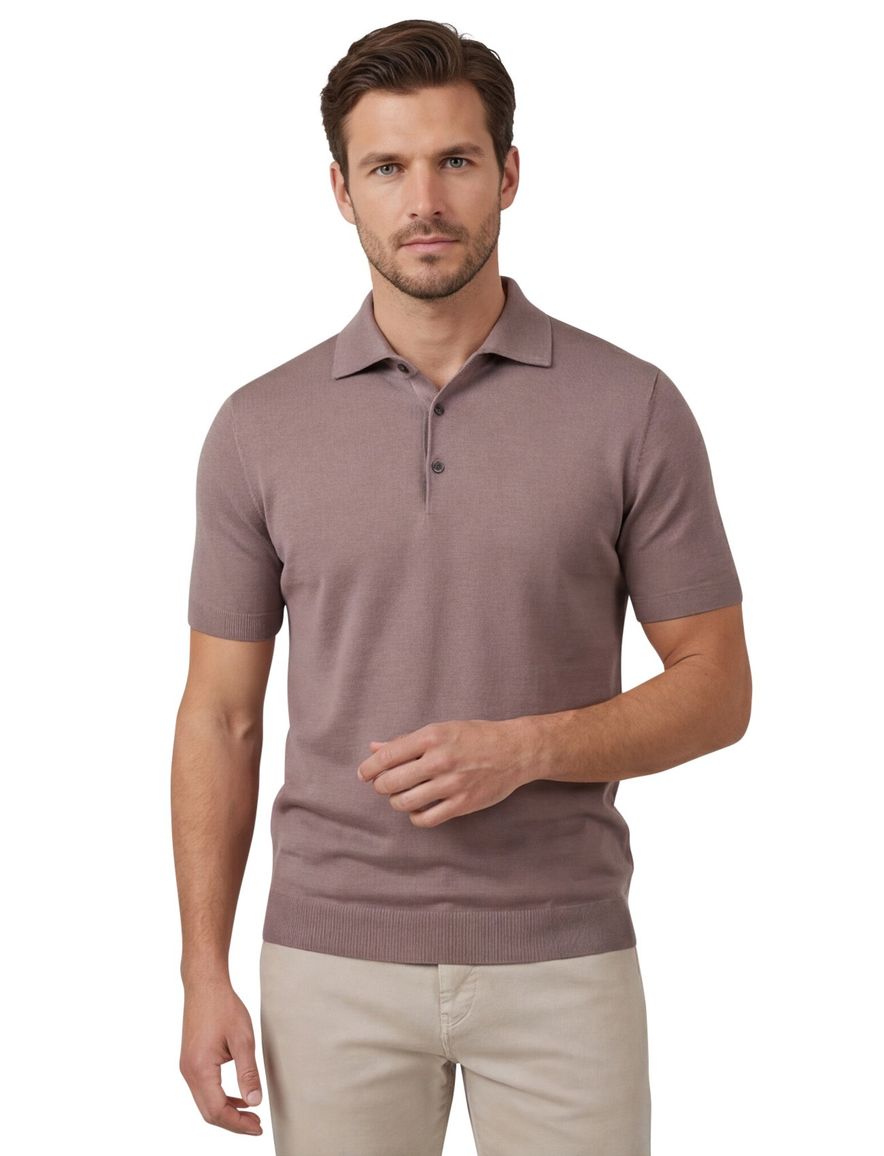 Thomas Maine polo korte mouw bruin normale fit