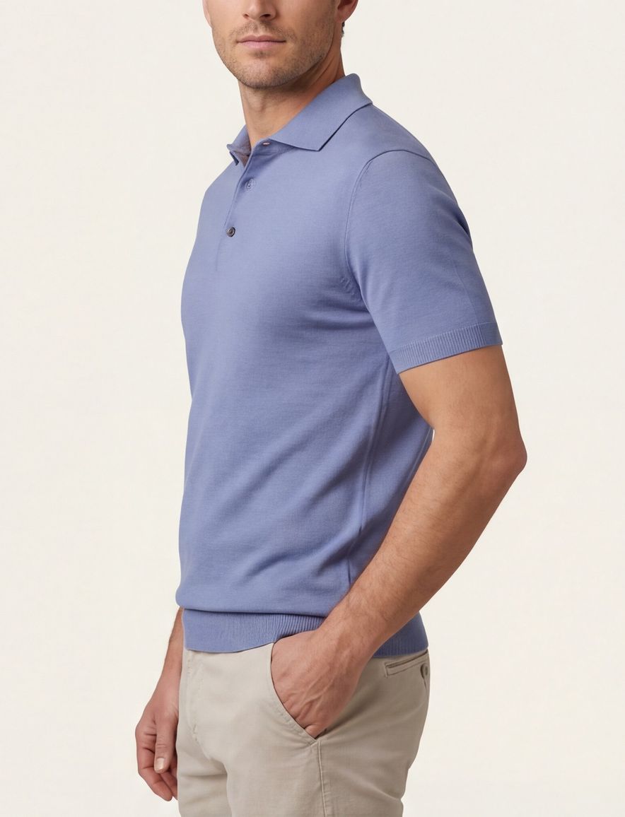 Thomas Maine polo blauw lyocell effen