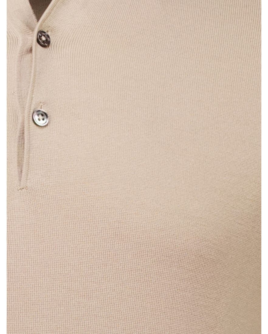 Thomas Maine polo beige gebreid korte mouw