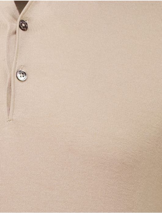 Thomas Maine polo beige Knitted Polo korte mouw