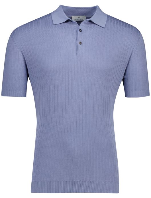 Thomas Maine polo trui korte mouw lichtblauw