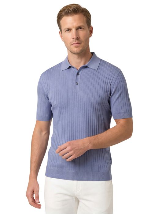 Thomas Maine polo trui korte mouw lichtblauw