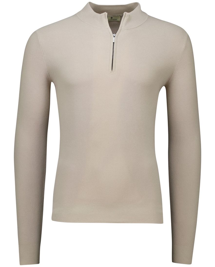 Thomas Maine trui half zip beige