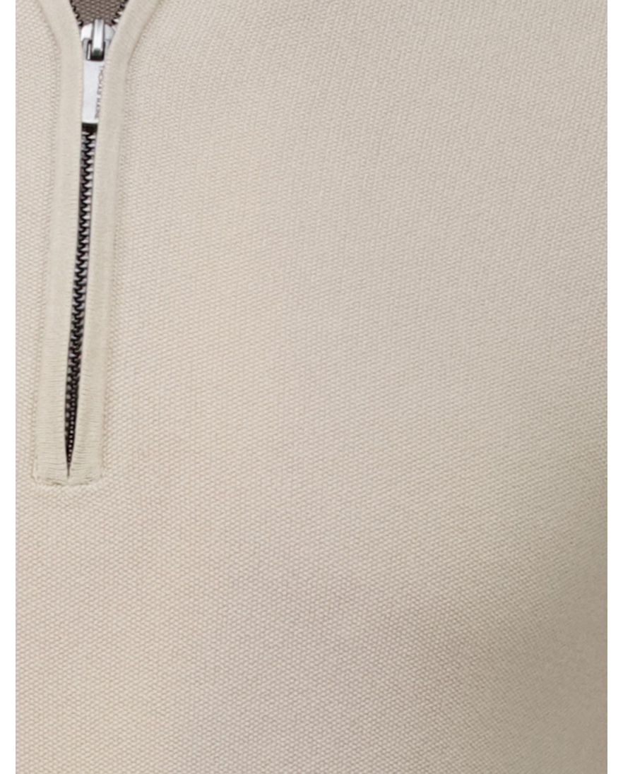 Thomas Maine trui half zip beige
