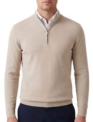 Thomas Maine Thomas Maine trui half zip beige