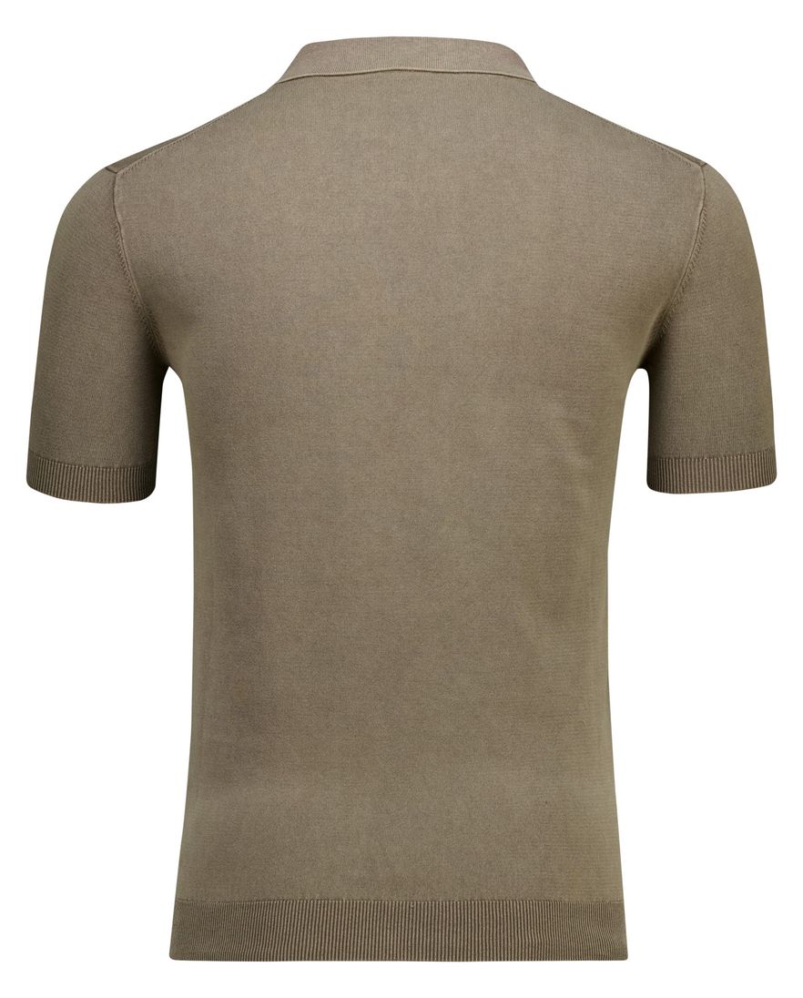 Thomas Maine polo v-hals bruin effen normale fit