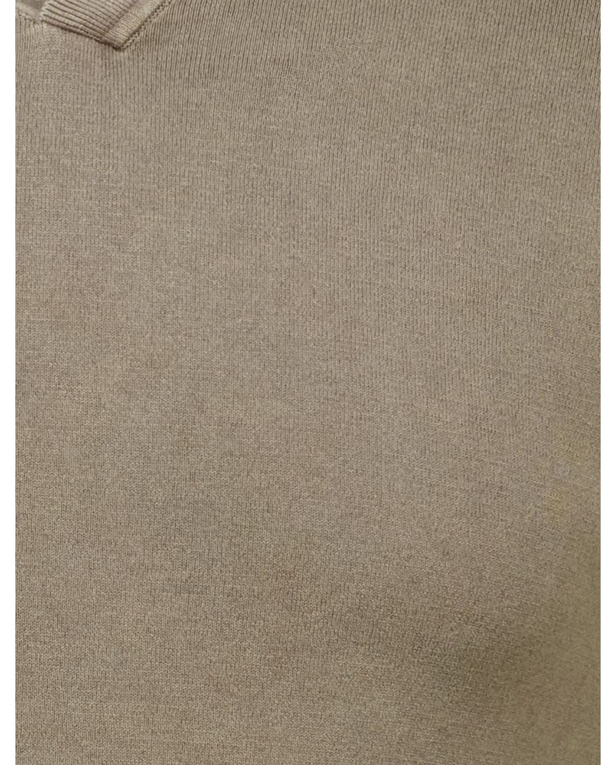 Thomas Maine polo v-hals bruin effen normale fit