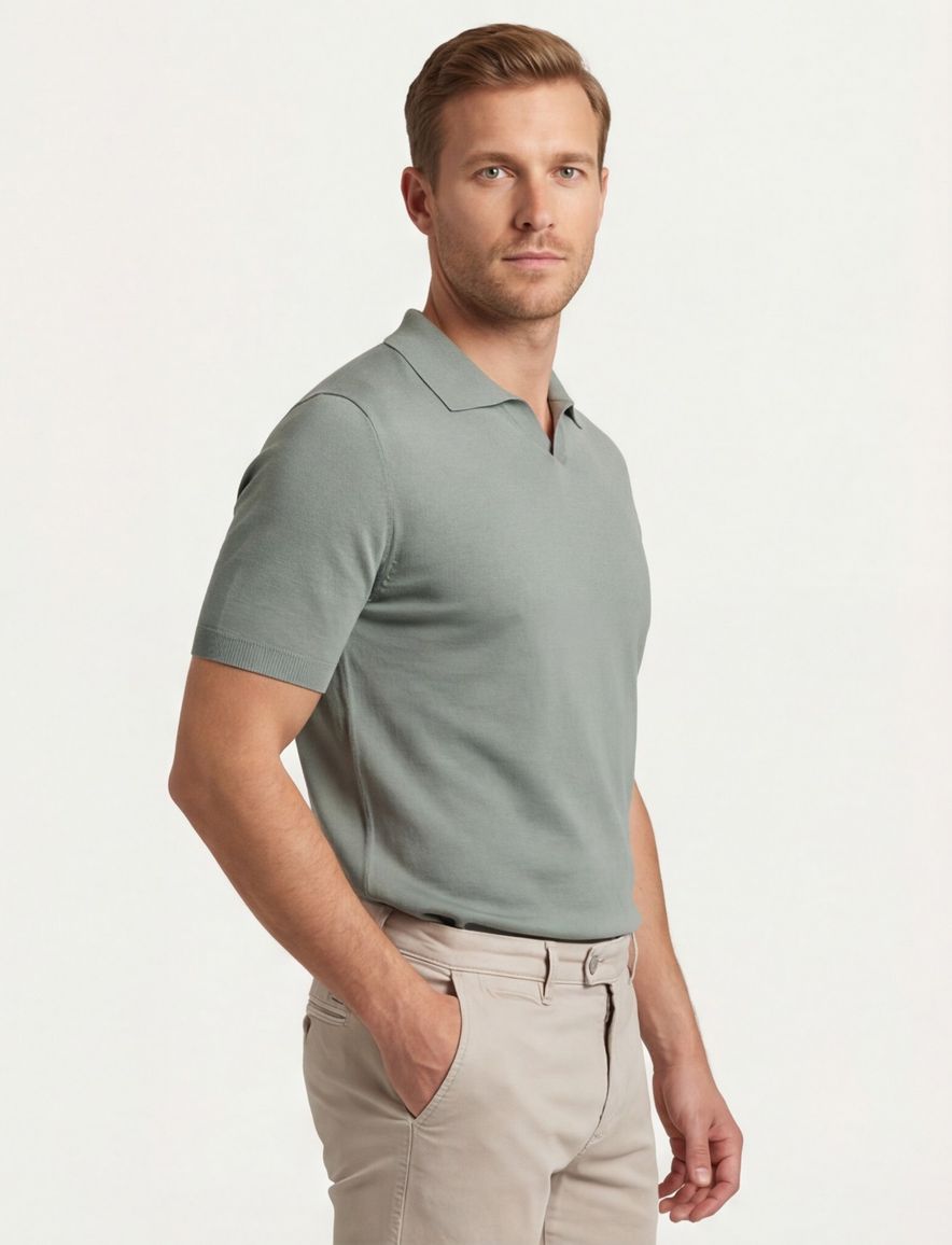 Thomas Maine polo v-hals groen effe normale fit