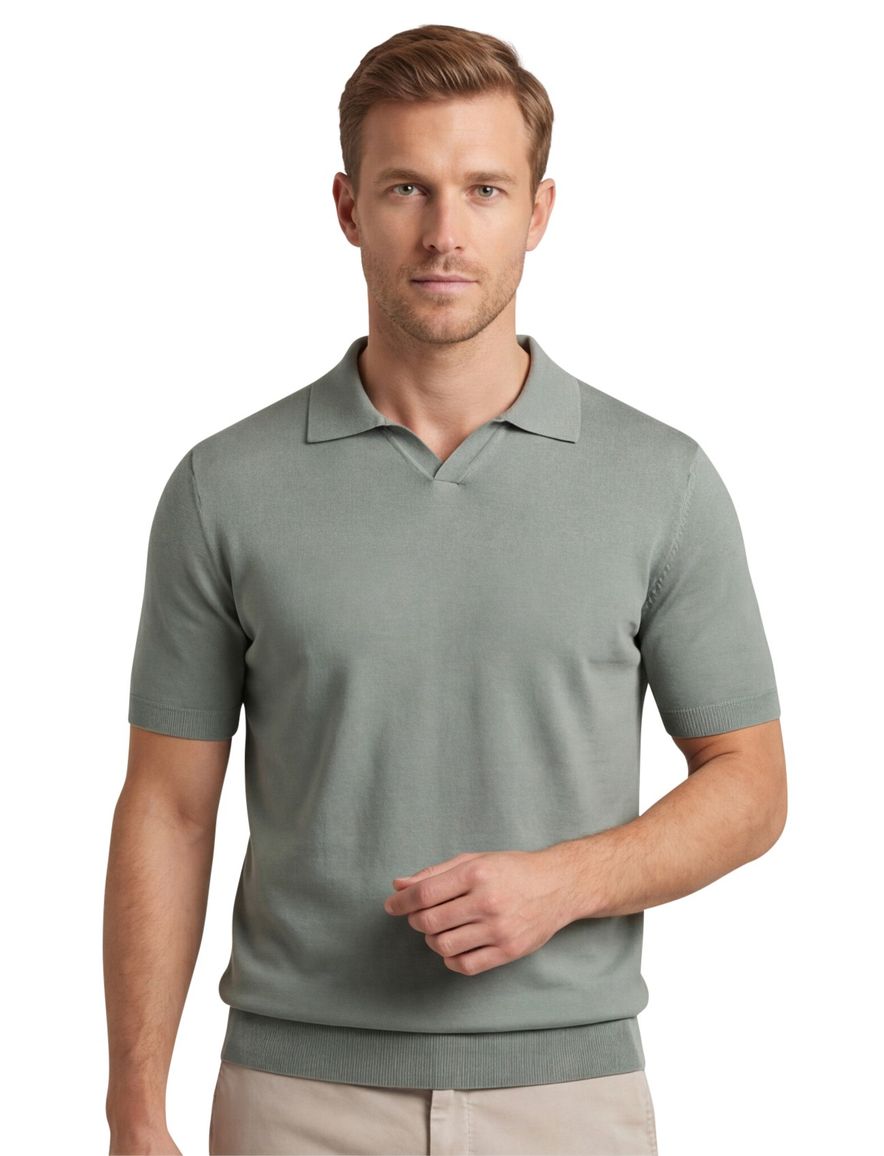 Thomas Maine polo v-hals groen effe normale fit