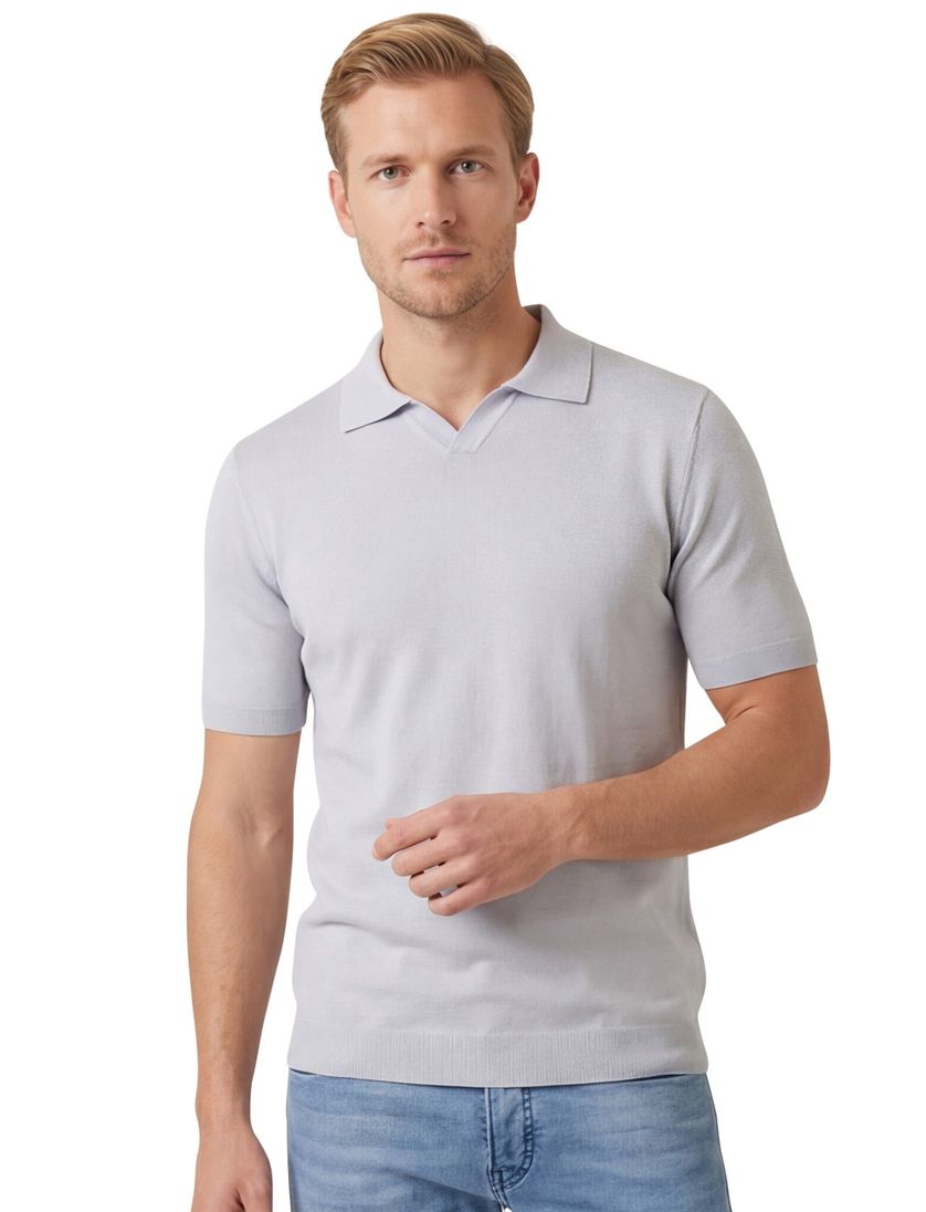 katoenen Thomas Maine poloshirt grijs effen normale fit