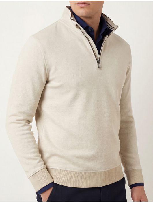 Baileys trui half zippper beige