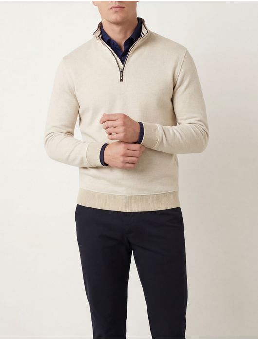 Baileys trui half zippper beige