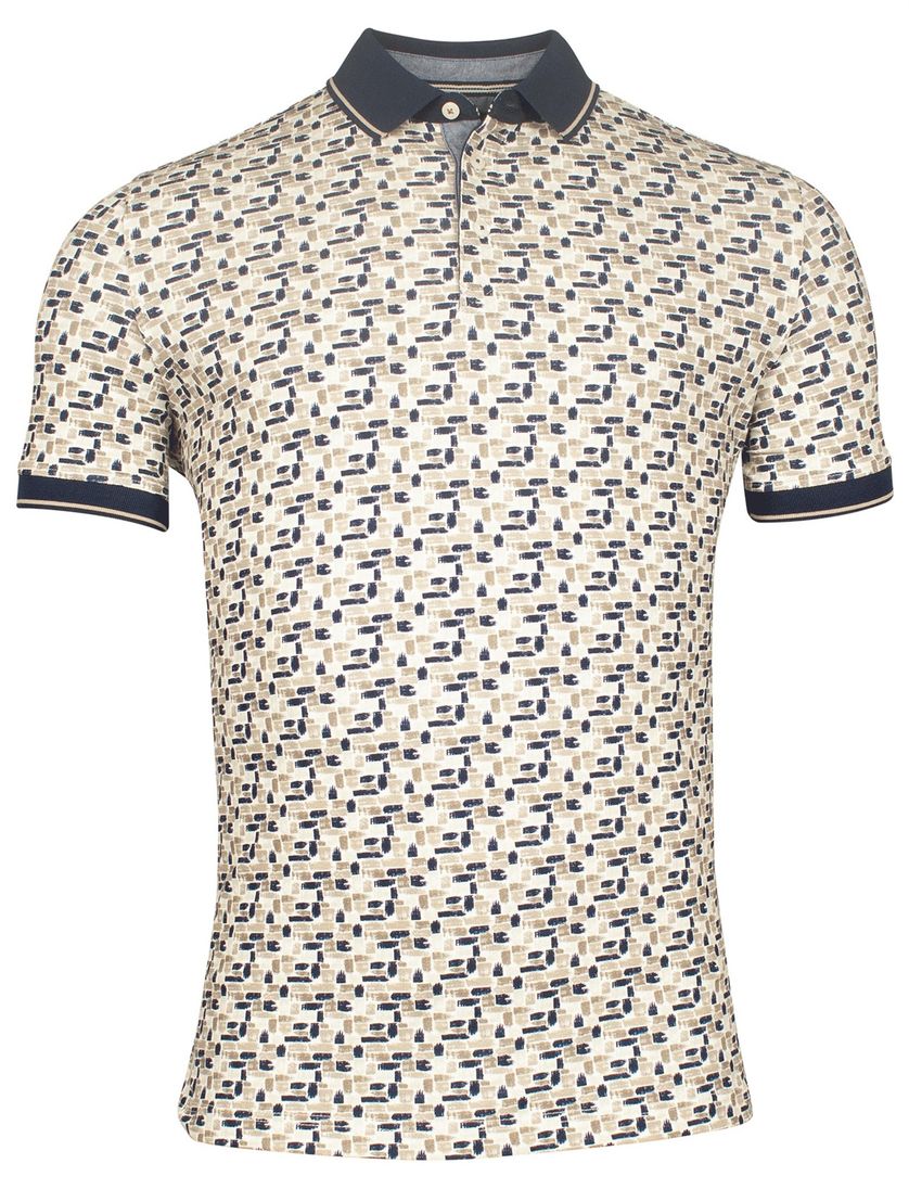 Baileys polo beige geprint met boord
