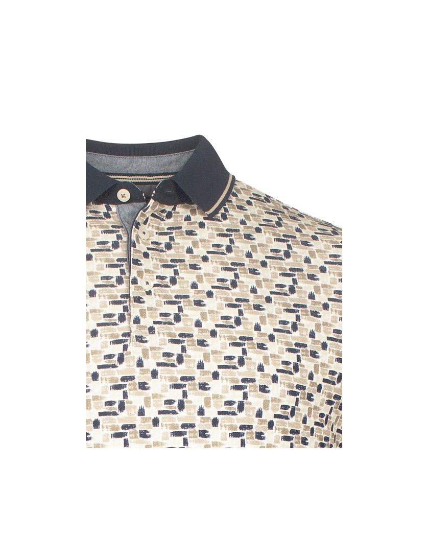 Baileys polo beige geprint met boord