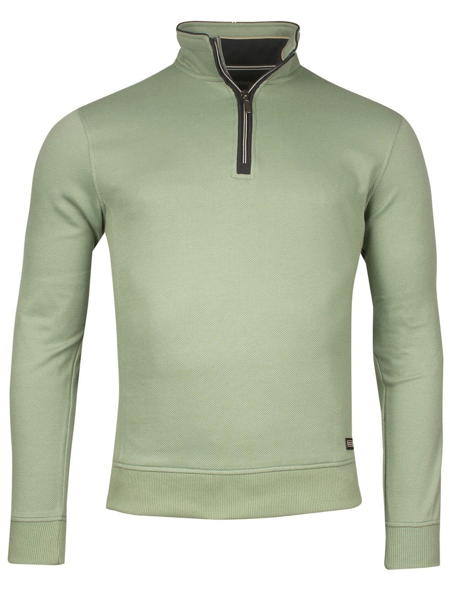 Baileys trui half zip groen katoen