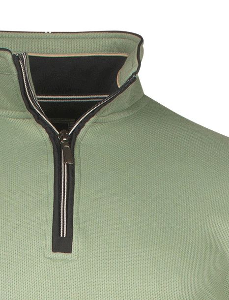 Baileys trui half zip groen katoen