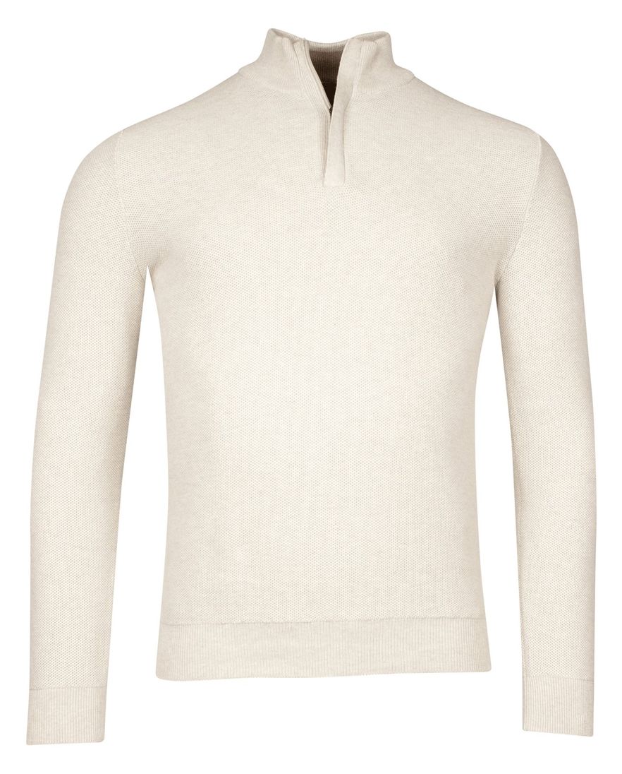 Baileys trui half zipper beige lange mouw
