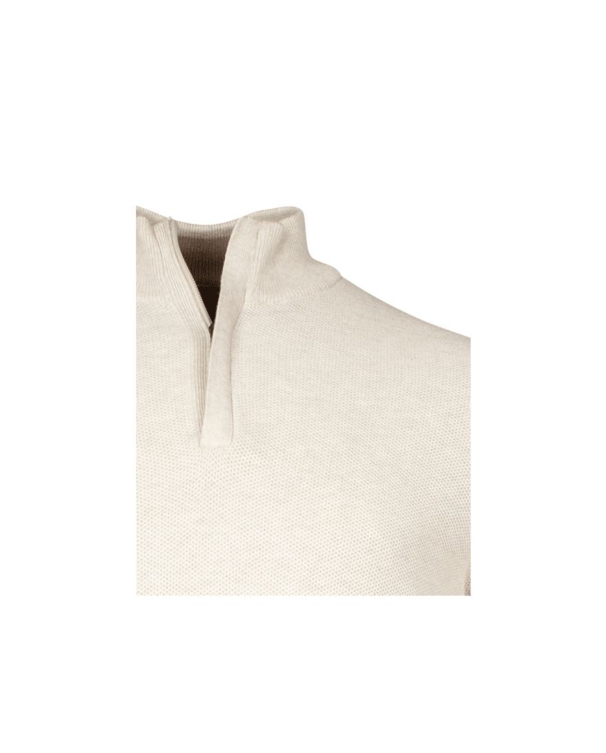 Baileys trui half zipper beige lange mouw