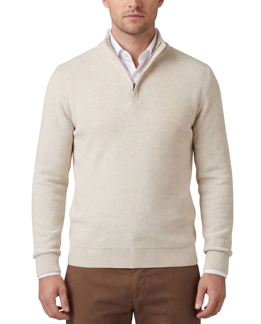 Baileys trui half zipper beige lange mouw