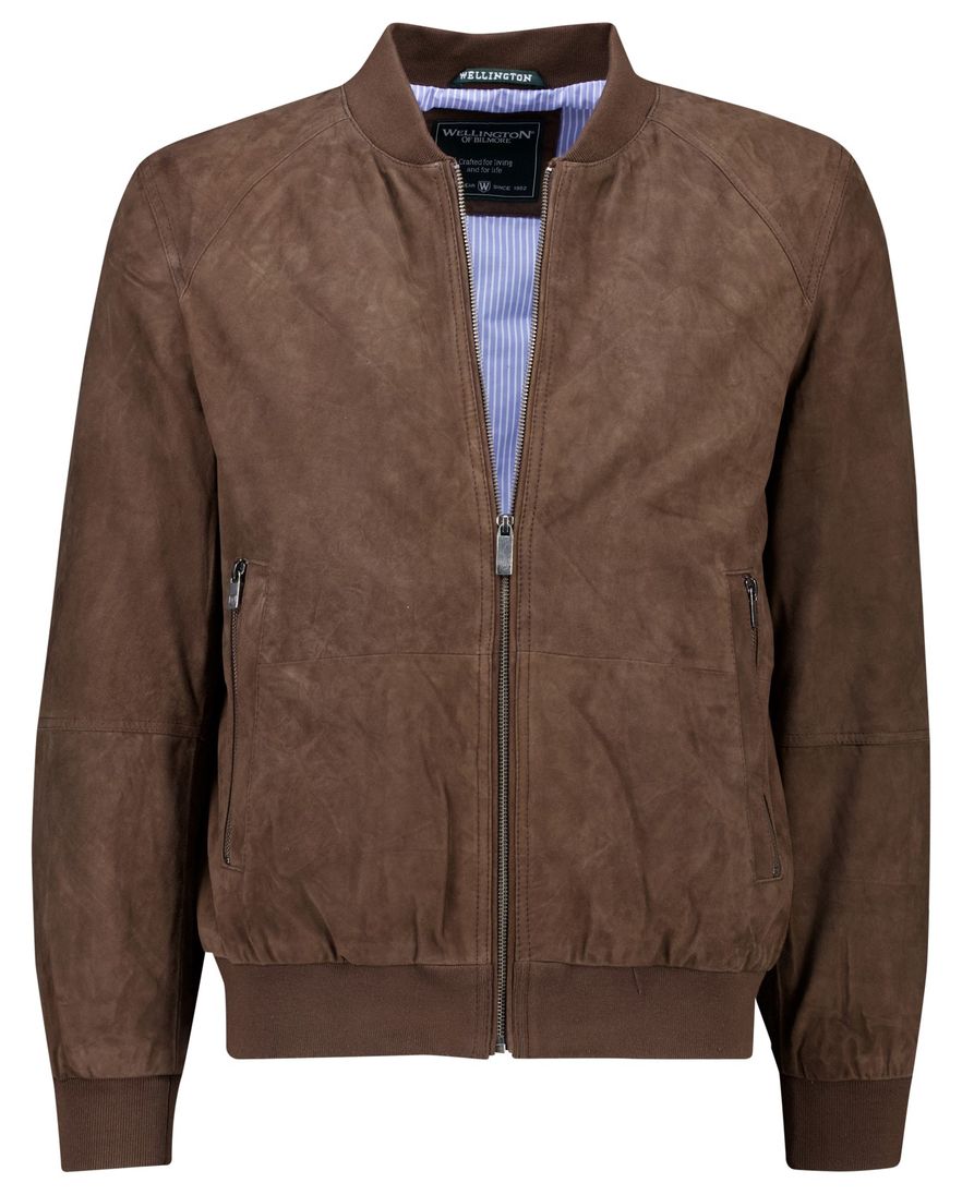 Wellington of Bilmore bomberjack effen bruin suede