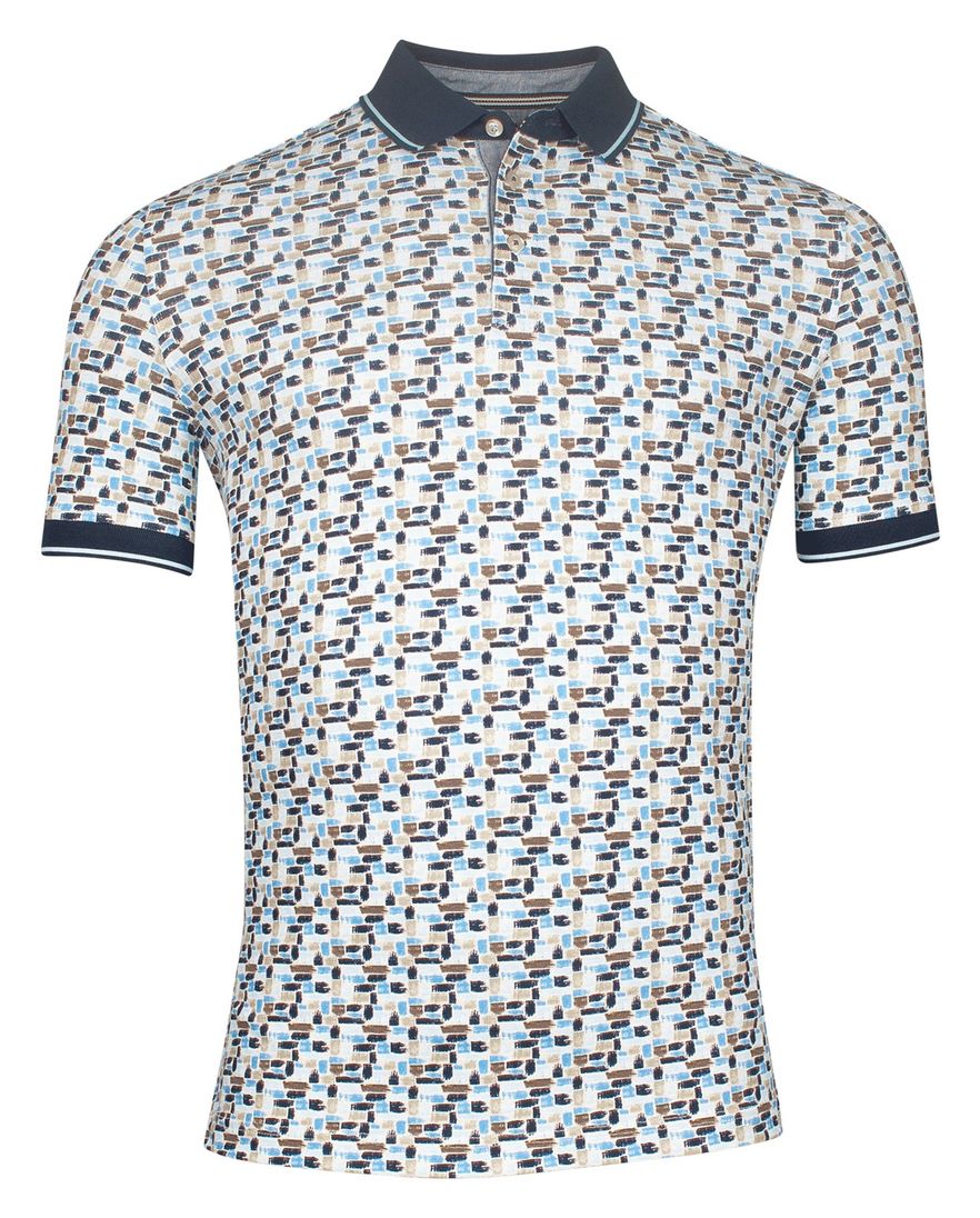 Baileys polo blauw geprint met 3 knoop fastener