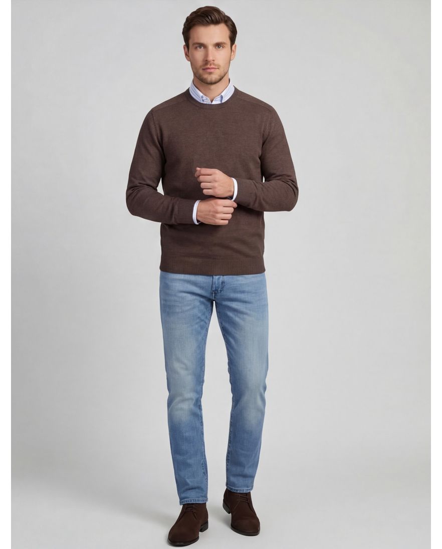 Paul & Shark Cotton & Silk trui bruin