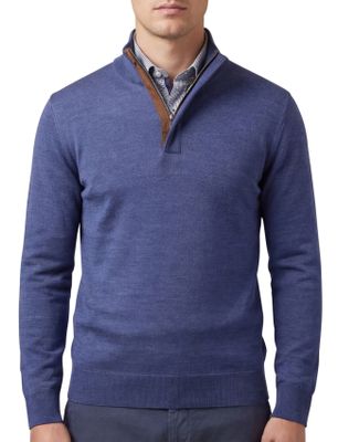 Paul & Shark Paul & Shark trui blauw gemeleerd 100% lamswol