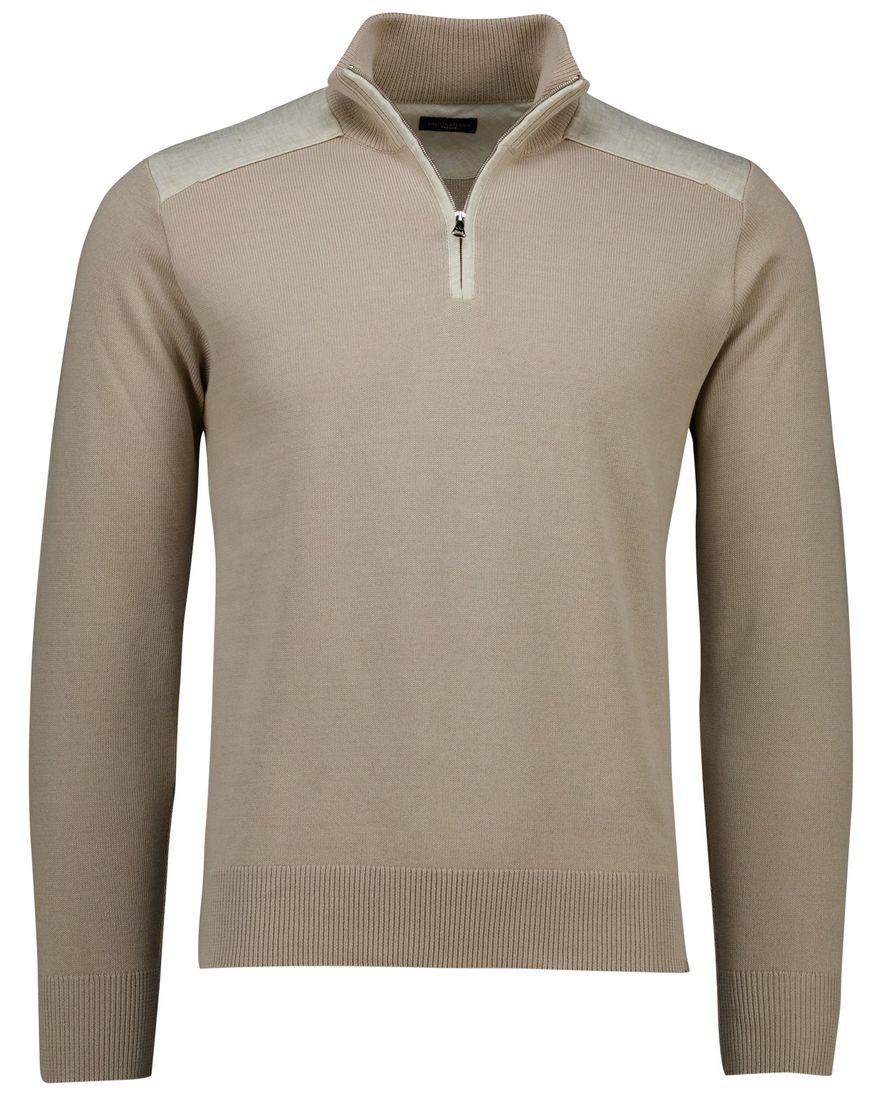 Paul & Shark trui beige Fresco Zipped Cotton effen