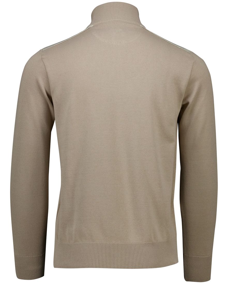 Paul & Shark trui beige Fresco Zipped Cotton effen
