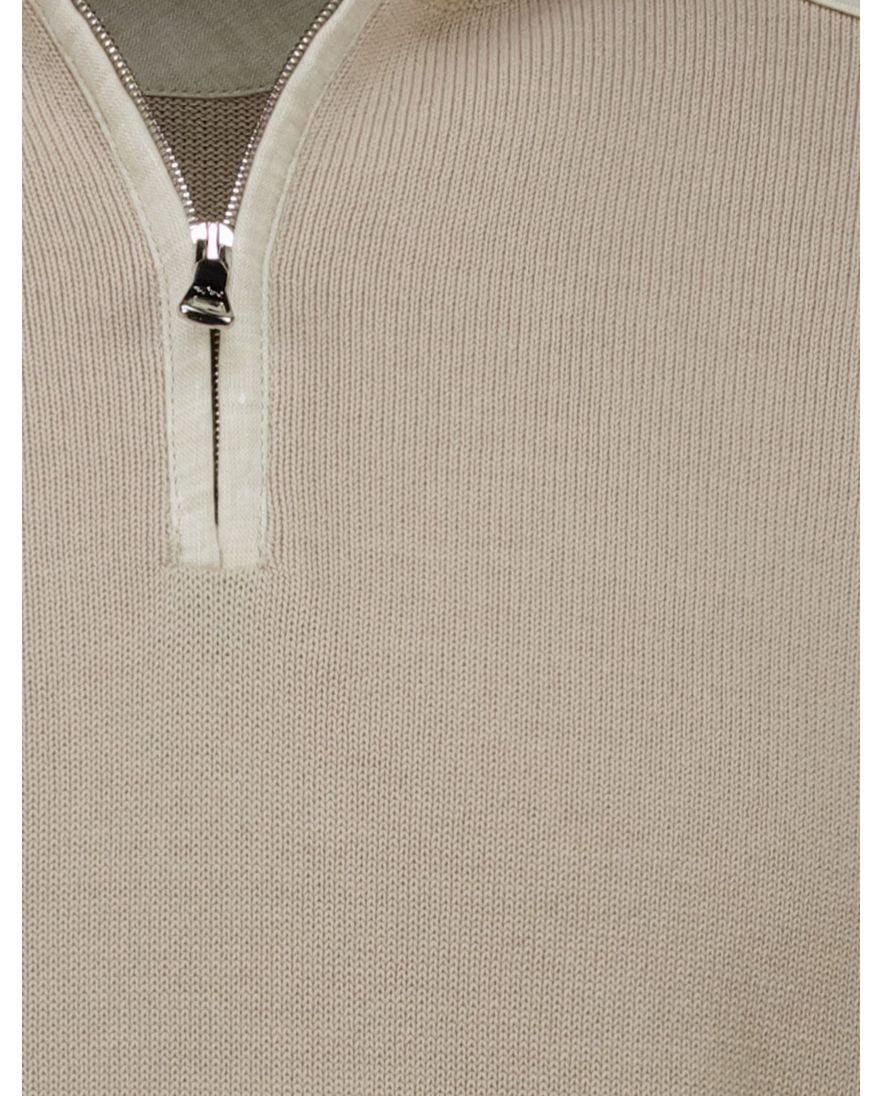 Paul & Shark trui beige Fresco Zipped Cotton effen