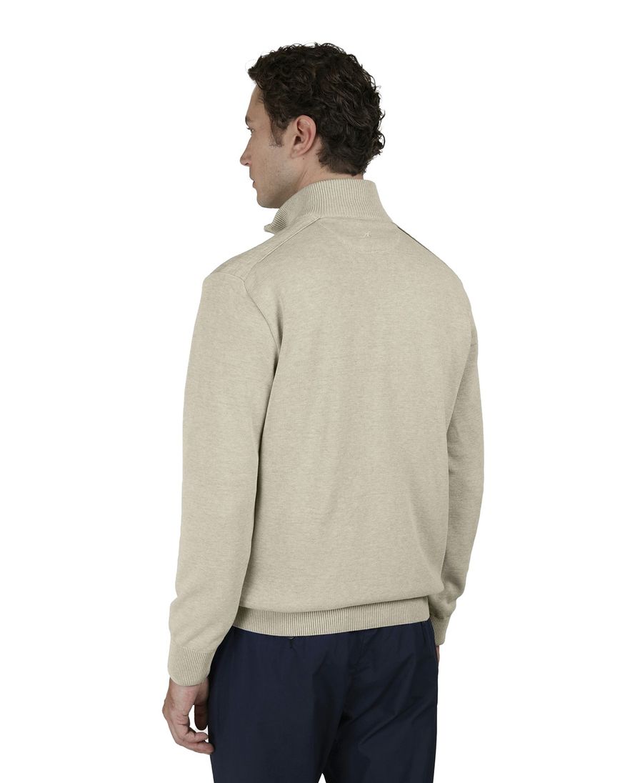 Paul & Shark trui beige Fresco Zipped Cotton effen