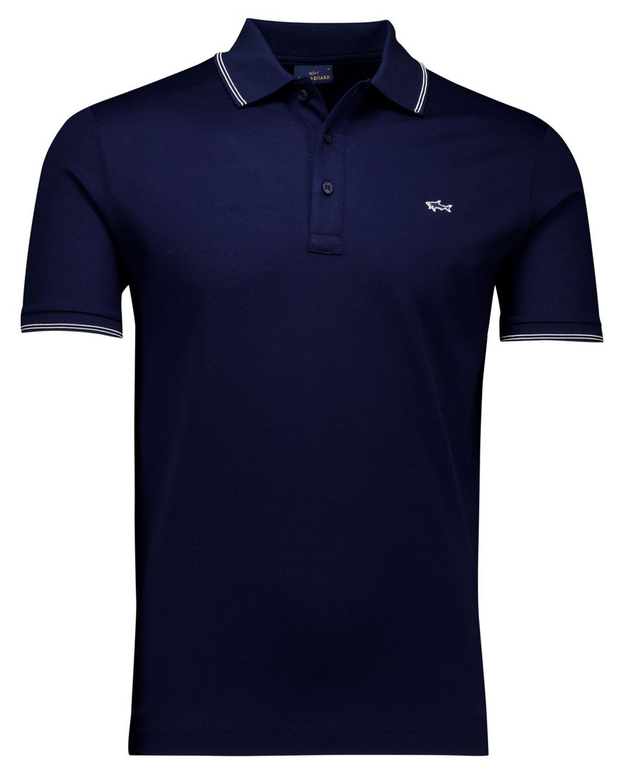 Paul & Shark polo navy knitted effen wijde fit