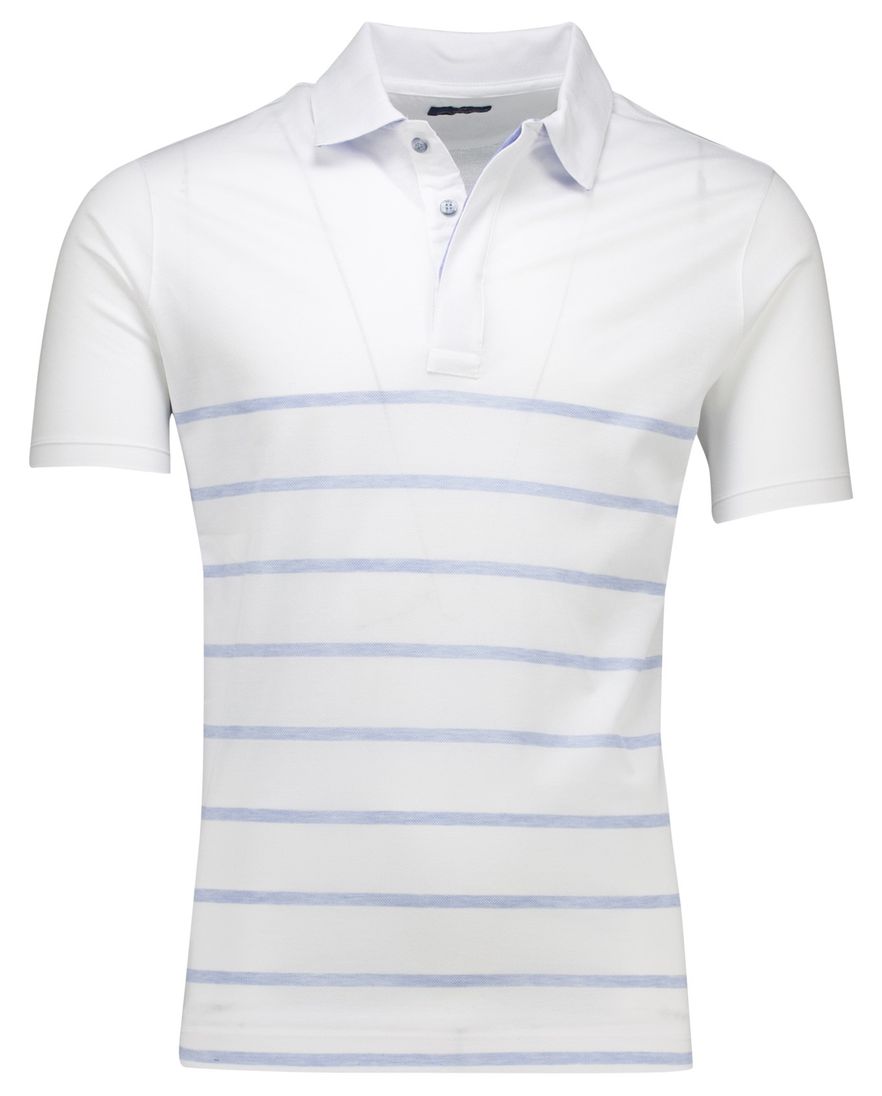 Paul & Shark polo wit blauw gestreept 100% katoen