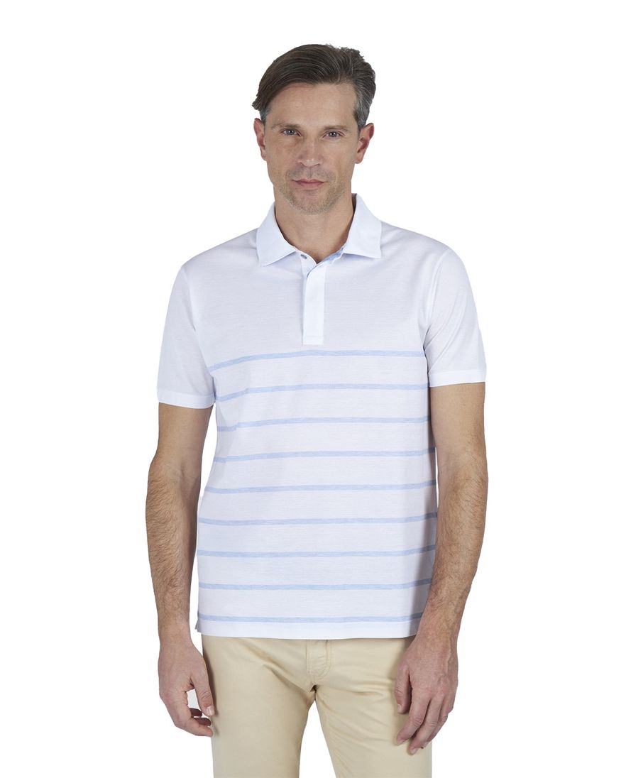 Paul & Shark polo wit blauw gestreept 100% katoen